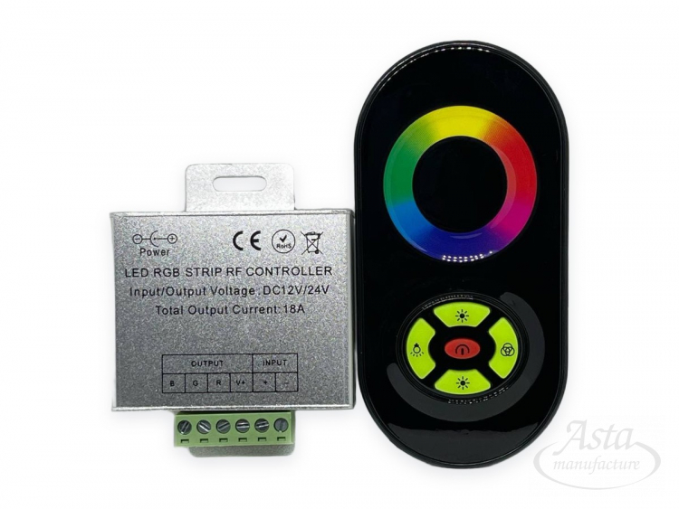 Контроллер сенсорный с кнопками RF для RGB-ленты, 216/432 Вт, 18 А, черный